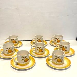 Vintage Harmony House Tangerine teacups and saucers